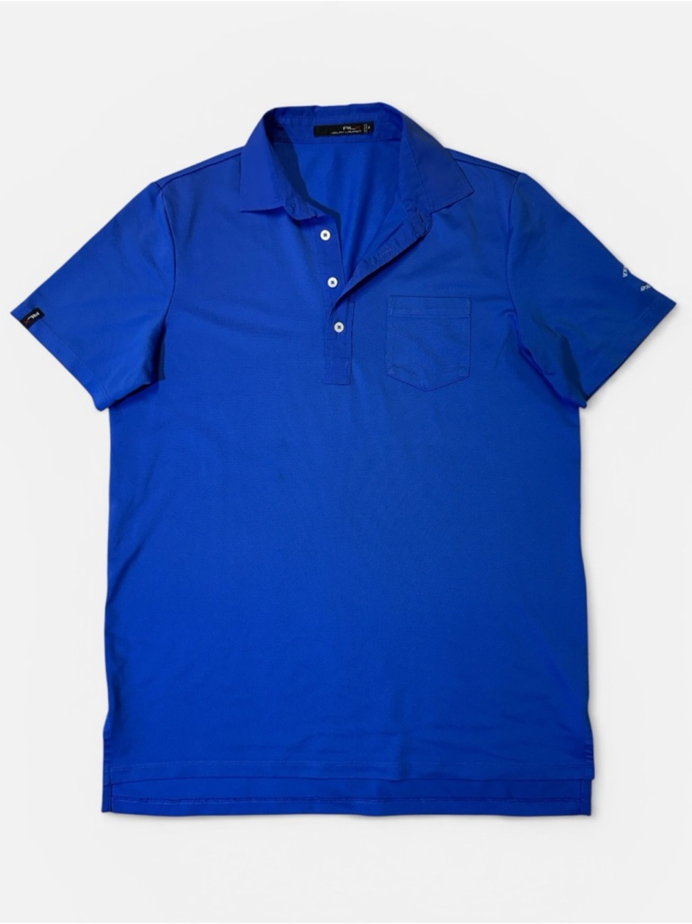 RLX Ralph Lauren mens M Medium blue solid performance mesh polo golf shirt EUC